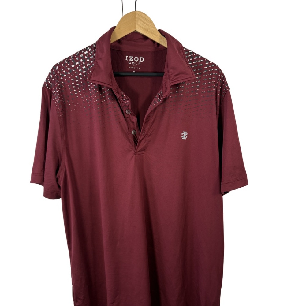 IZOD Golf Stretch Maroon Printed Polo Shirt Men’s XL